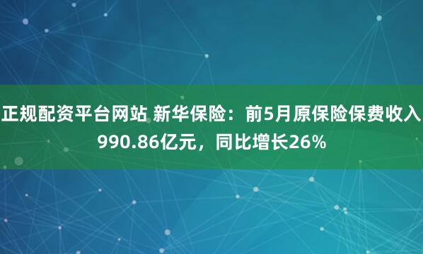 正规配资平台网站 新华保险：前5月原保险保费收入990.86亿元，同比增长26%